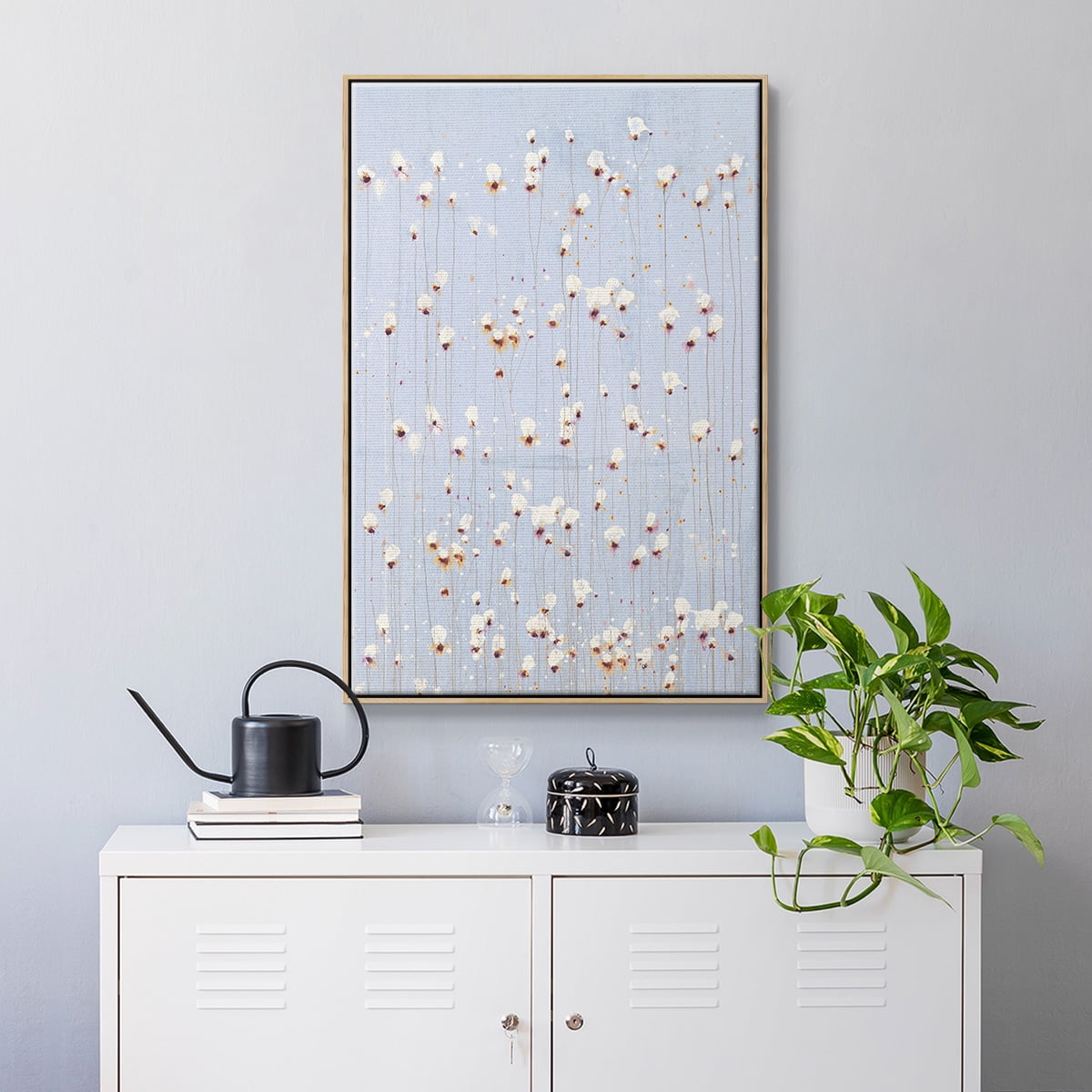 String Theory V1 Framed Premium Gallery Wrapped Canvas - Ready to Hang - 17 x 25 - Natural Wood Floating Frame