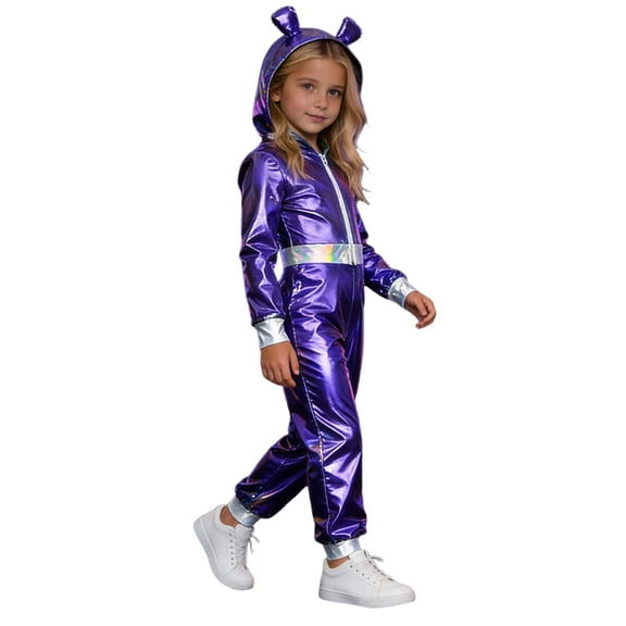 CONZONE Carnival Toddler Girls Aliens Dress Up Fashion Bodysuit With Headwear Funny Party Stage Performance Outfits