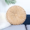 thumbnail image 3 of Cojín redondo plisado de terciopelo con forma de calabaza, cojín para sofá, silla, cama, coche y hogar, 3 of 8