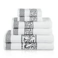 thumbnail image 2 of BNM Cotton Greek Scroll 6 Piece Towel Set, White/Gray, 2 of 6