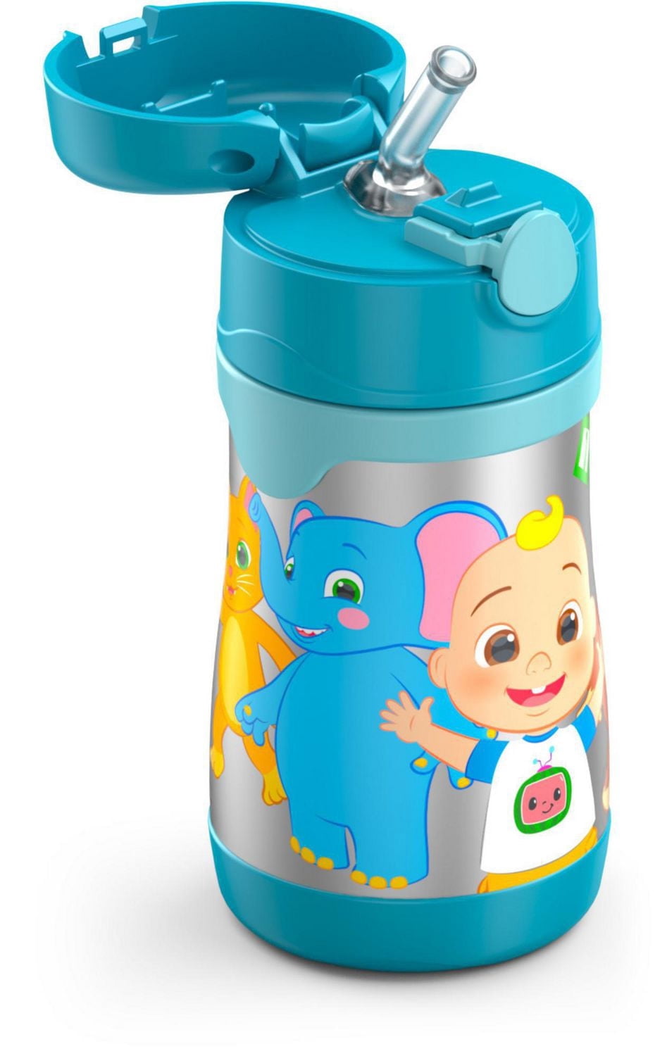 Thermos Kids Vacuum Insulated Stainless Steel 10 oz Straw Bottle, Cocomelon