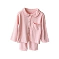 thumbnail image 6 of BLVB Girls Pajamas Set Long Sleeve Button-Down Sleepwear Nightwear Soft Pjs Set Loungewear Kids Clothes Sets(Pink,1-2Years), 6 of 8