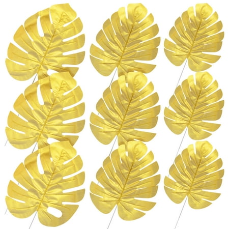 

15pcs Simulation Monstera Ornaments Decorative Golden Leaves Wedding Arrangements for Home Party