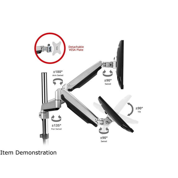 SIIG Dual Monitor Gas Spring Desk Mount with USB Port 17" to 32"