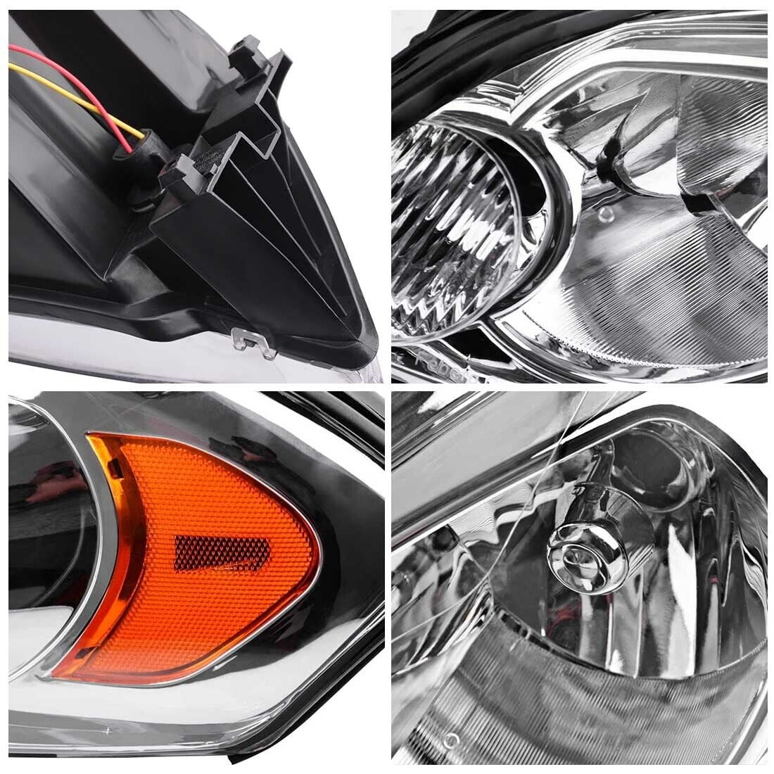 RVNI Chrome Headlights Replacement for 06-07 Monte Carlo 09-13 Chevy Impala Headlamps