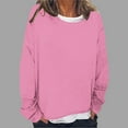 thumbnail image 2 of Darzheoy Womens Tops Pullover Long Sleeve Solid Color Round Neck Sweatshirts Versatile Plus Size Hoodless Trendy Fashion Fall Winter Blouses, 2 of 5