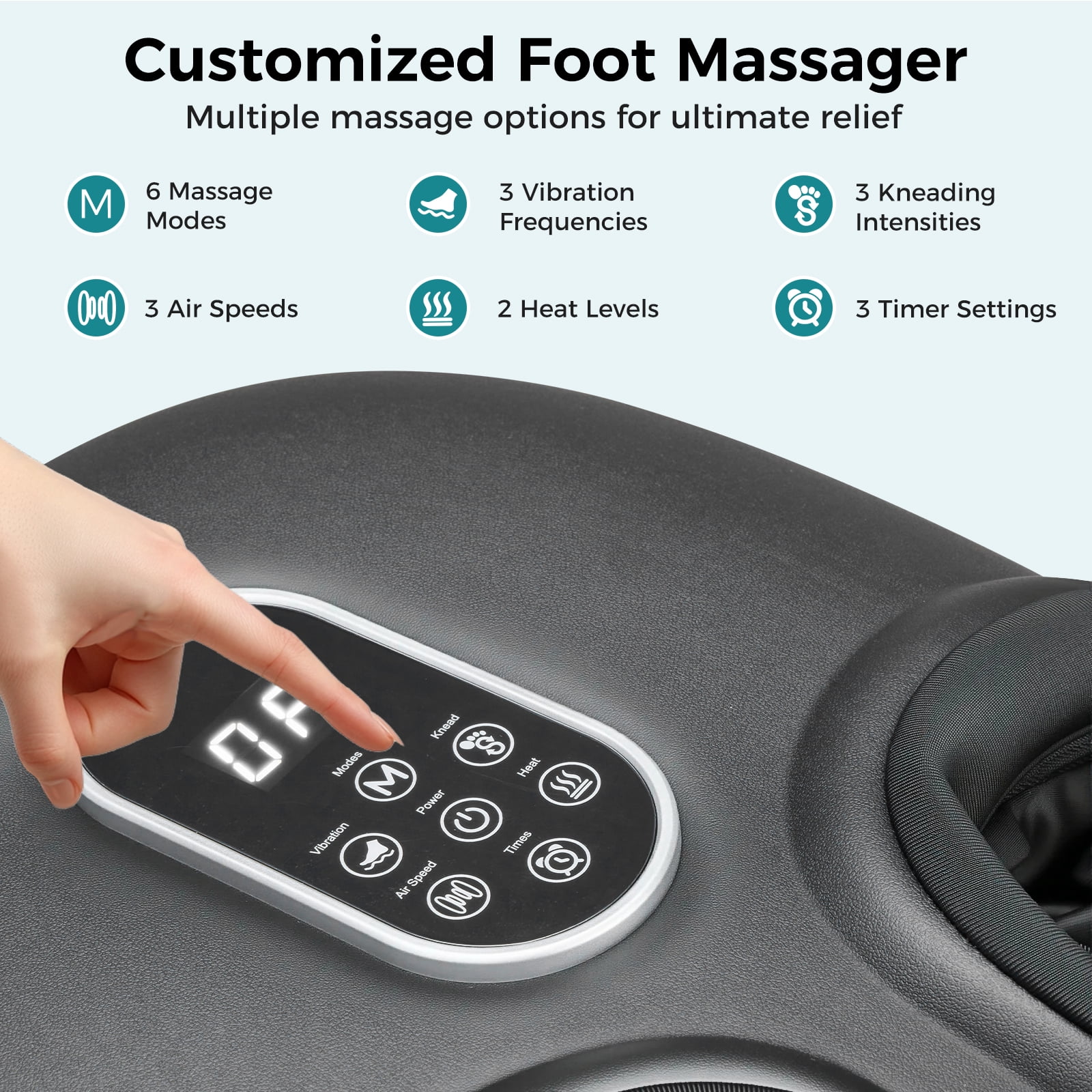 CONCETTA Full Foot Massager Machine with Heat & Shiatsu, Deep Tissue Plantar Fasciitis Relief, Gifts for Women Men Mom Dad, Fits up to Size 13