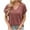 Red, variant on Summer Fashion Plus Size Tshirts for Women New Solid Color V-neck Stripe Knitted Sleeved With A Slit At The Hem