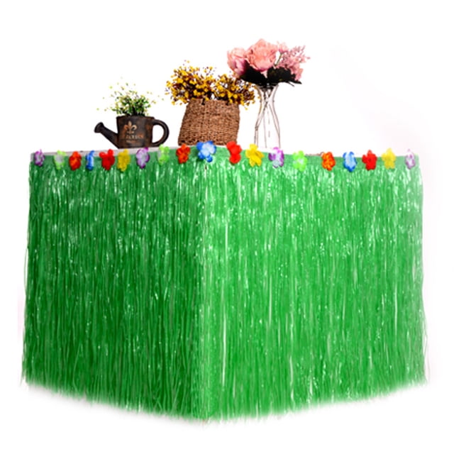 LYD Falda de mesa hawaiana de 9 pies de largo, decoración de fiesta de hibisco Luau, decoración de tema tropical LYD 1037786
