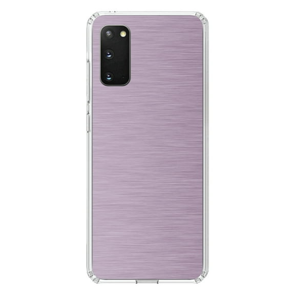 DistinctInk Clear Shockproof Hybrid Case for Galaxy S20 ULTRA / 5G (6.9" Screen) - TPU Bumper, Acrylic Back, Tempered Glass Screen Protector - Pink Stainless Steel Image - Printed Stainless