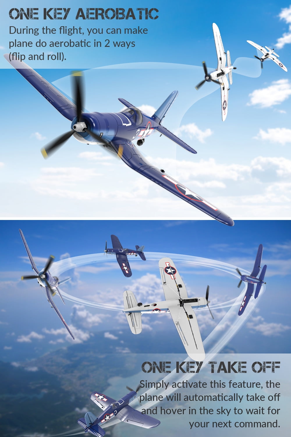 Volantex F4U Fighter 2.4G 4CH Fixed Wing RC Airplane 6-Axis Gyro Aerobatic Remote Control Plane Toys