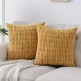 thumbnail image 3 of LYCAQL Corduroy Decorative Throw Pillow Covers 18x18 Inch Soft Boho Striped Pillow Covers Modern Farmhouse Home Decor for Spring Sofa Living Room Couch Bed Cream Gray, 3 of 8