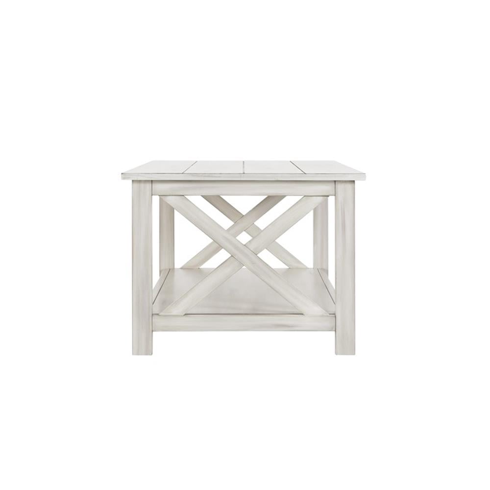 Boraam Jamestown Antique White Coffee Table with Decorative X Base