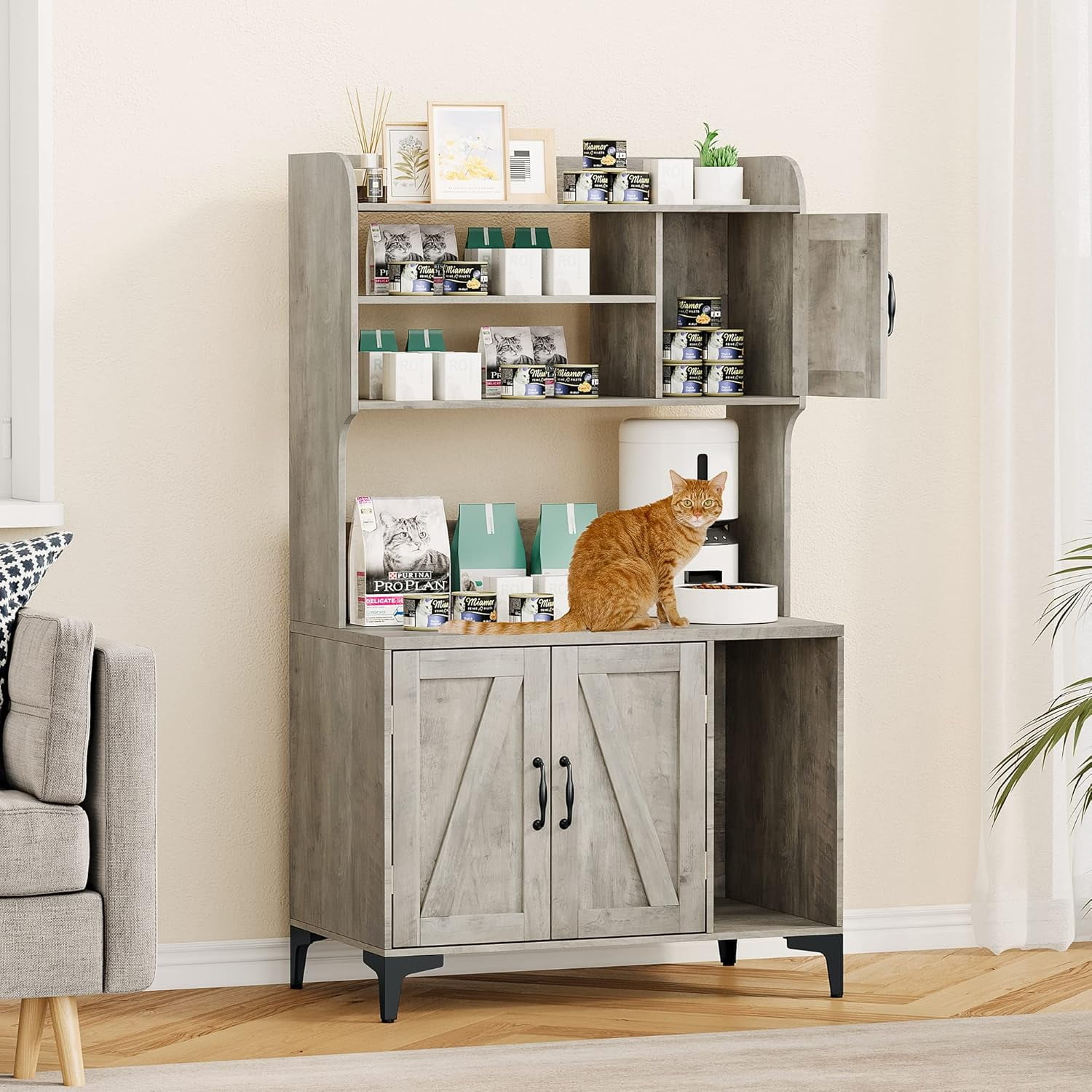 M optimized 31.5 x17.7 x51.1 Cat Litter Box Furniture Hidden Cat Box Enclosure with Shelf Storage Cat Litter Box Enclosure Wood Sturdy Cat Washroom Storage Indoor Cat House Furniture