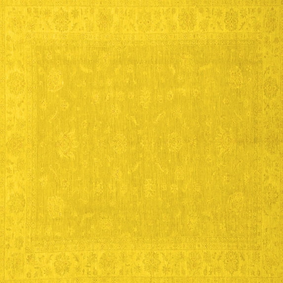 Ahgly Company Indoor Square Abstract Yellow Modern Area Rugs, 8' Square
