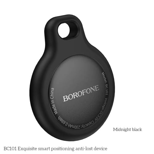 BOROFONE BC101 Smart Airtag Trackers With Sound GPS Global Work with iOS System Find My APP Tag Mini Locator Cars Pet Key Finder - Black