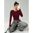 thumbnail image 5 of MOYIKO Crewneck Long Sleeve Body Suits Womens Slim Fitted Tight Basic Tops, 5 of 7