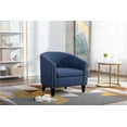 thumbnail image 2 of Accent Barrel Chair, Mid Century Linen Upholstered Accent Armchair Club Chair with Nailheads and Solid Wood Legs, Wingback Side Chair Reading Chair with Padded Cushion, Comfy Single Sofa Chair, Navy, 2 of 7
