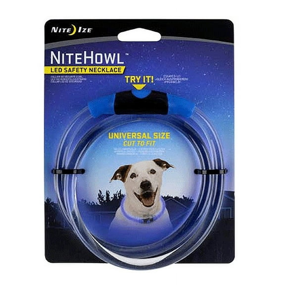 Nite Howl Light Up Dog Collars Nighttime Safety Glow Flash 12" - 27" Pick Color (Blue)