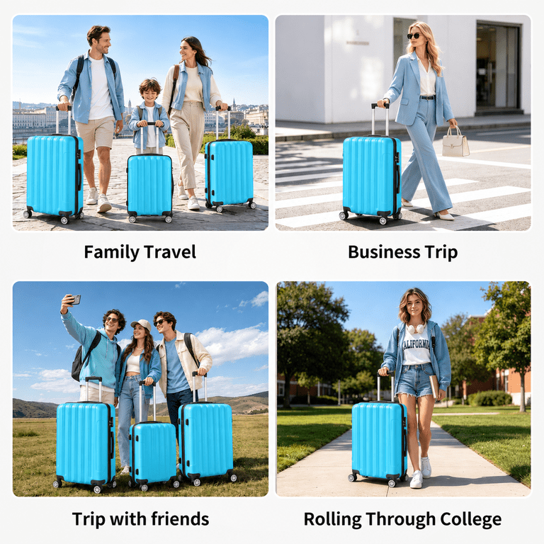 Zimtown 3pk Nested Spinner Suitcase Set with TSA Lock 20/24/28 in