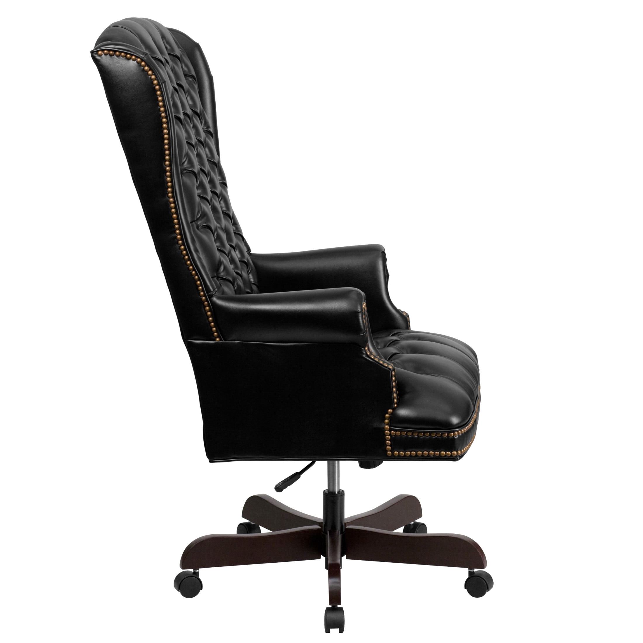 Flash Furniture Turner High Back Traditional Fully Tufted Black LeatherSoft Executive Swivel Ergonomic Office Chair with Arms