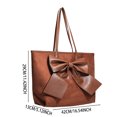 thumbnail image 4 of Faraee Leather Tote Bag for Women Large Capacity Shoulder Handbags Bowknot Fashion Top Handle Satchel with Compartments White, 4 of 9