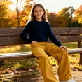 thumbnail image 5 of BLVB Big Girls Wide Leg Corduroy Pants High Waist Trousers Vintage Kids Pants Streetwear Casual 7-16 Years, 5 of 7