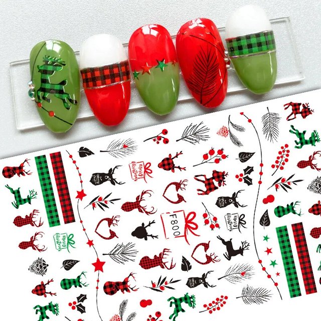 Calcomanía para uñas de alce de Santa de dibujos animados de invierno, suministros para decoración de uñas, muñeco de nieve, copo de nieve, calcomanía para uñas, pegatina 3D de Navidad, decoración de