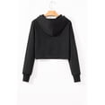 thumbnail image 6 of Women's Black Cropped Hoodie with Drop Shoulder and Adjustable Drawstring | [ZhiHiMeRi] | (US 12-14)L, 6 of 10