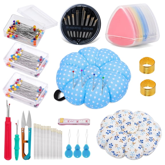 Sewing Supplies, Sewing Wrist Pin Cushion Kit, Needle Cushion with 150 Pcs Sewing Pins, 50 Pcs Sewing Needles, Seam Rippers, Scissors, and Tape Measure