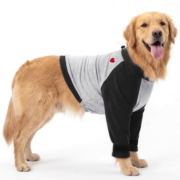TSYKHAIA Dog Front Leg Recovery Suit - Long Sleeve Elbow Protector with Thick Fleece Lining to Prevent Licking & Chewing, for Wound Care, Injury Protection and Surgery Aftercare