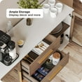 thumbnail image 5 of BELLEZE Modern Sideboard, Sideboard Buffet Cabinet with 3 Drawers & 2 Doors, Accent Cabinet for Dining Room, Hallway, Bedroom, or Kitchen - Troy (Brown), 5 of 7