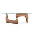 thumbnail image 3 of Triangle Glass Coffee Table with 19mm Thick Tempered Glass, Solid Wood Base Table, 3 of 4