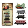 thumbnail image 4 of Cagogo under $5 4Pcs ToyTrain Set, Simulation Steam Small Train,Alloy Pull Back Train Model,Retro StyleChildren'sToy,Collectible Train Ornament,Mini Locomotive with Carriages, 4 of 9