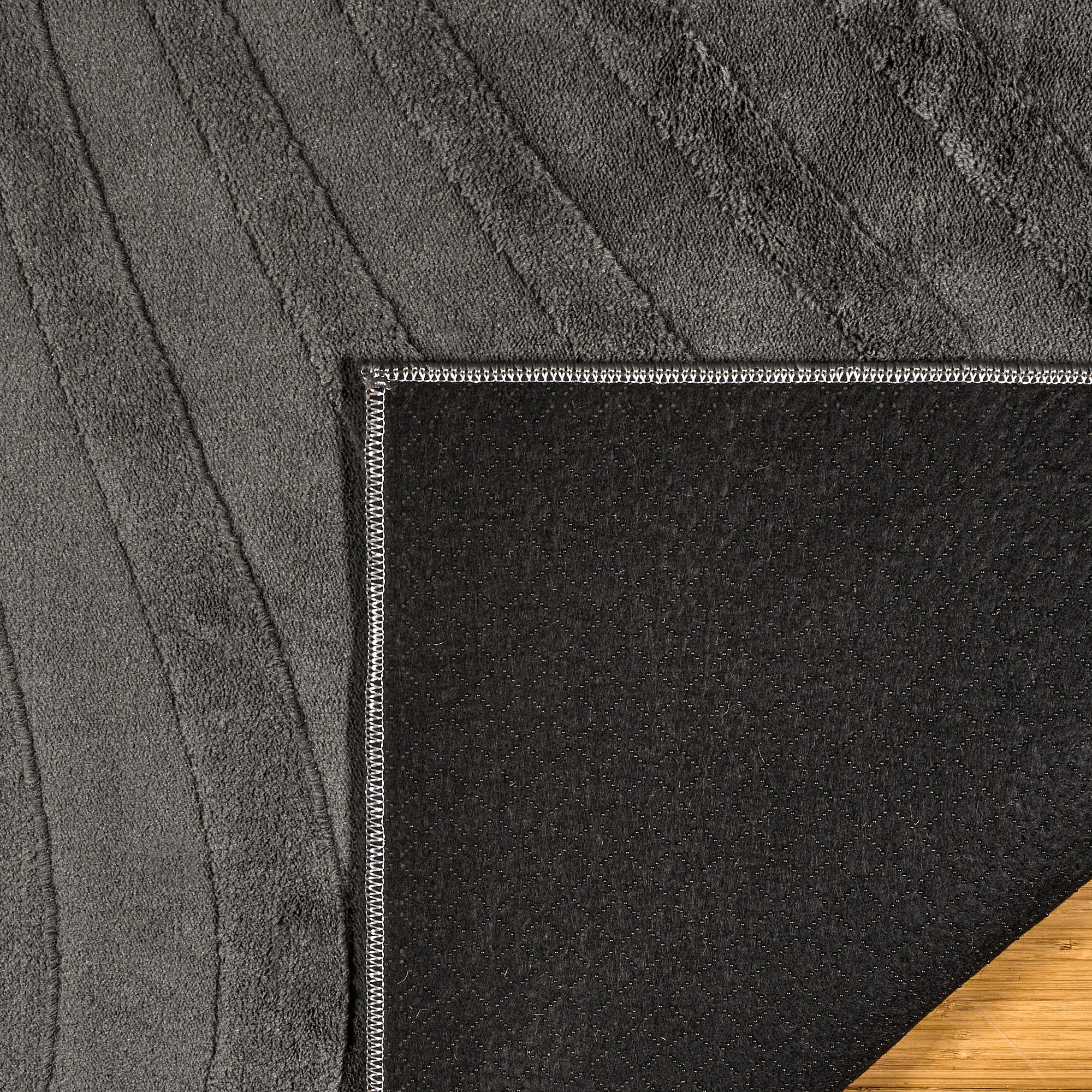 Vida Lomira Shag Striped Charcoal Area Rug, 5x8