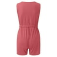 thumbnail image 5 of TAIAOJING Women Casual Jumpsuits Summer Shorts Jumpsuit Plain Scoop Neck Button Down Sleeveless Tank Top Rompers With Pockets, 5 of 5