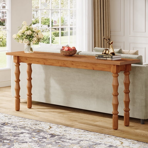 Fnova 70.9" Farmhouse Console Table, Extra Long Narrow Entryway Table Sofa Table Behind Couch with Solid Wood Legs, Accent Table for Living Room, Foyer, Hallway