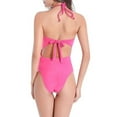 thumbnail image 5 of UTSJKR Cutout One Piece Swimsuit for Women Open Back Sexy Halter Neck Padded Swimwear Tummy Control Bathing Suit Hot Pink L, 5 of 5