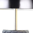 thumbnail image 3 of Benjara Aria 21 Inch Table Lamp, Dome Shade, Round, Gray Faux Leather, Dark Silver, 3 of 5