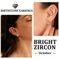 thumbnail image 4 of Beautlace Rose Heart Birthstone Earrings,October Birthstone Rose Flower Heart Earrings Studs 925 Sterling Silver Jewelry Gifts for Women, 4 of 12
