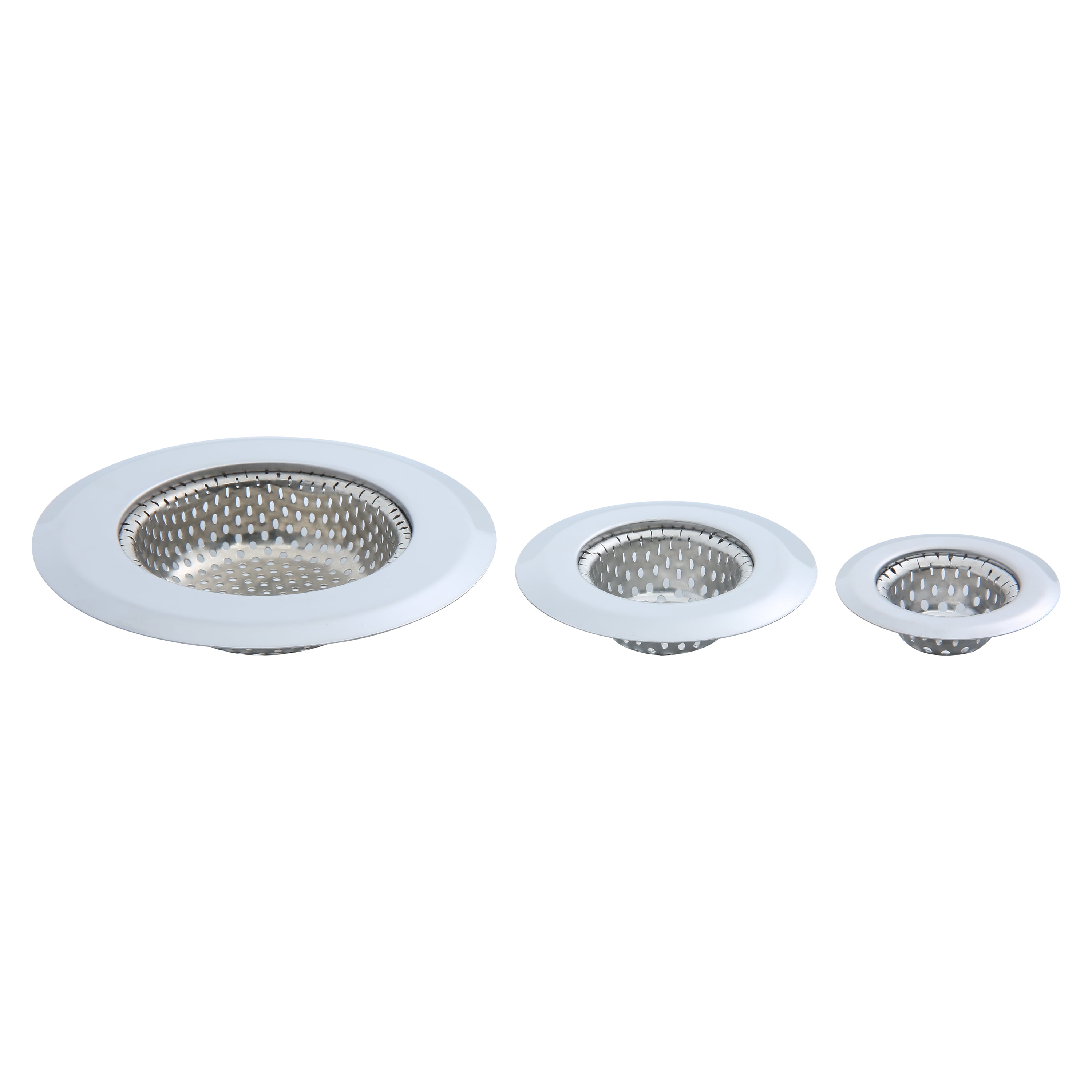 Mainstays Stainless Steel Kitchen Sink Drain Strainer Set 3 Pack 4.45", 2.95", 2.1" Silver