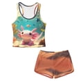 thumbnail image 7 of POLERO Girls Rash Guard Tankini Two Piece Swimsuit with Boyshorts Sea Axolotl Fish Print Sun Protection Quick Dry Beach Wear, 7 of 7