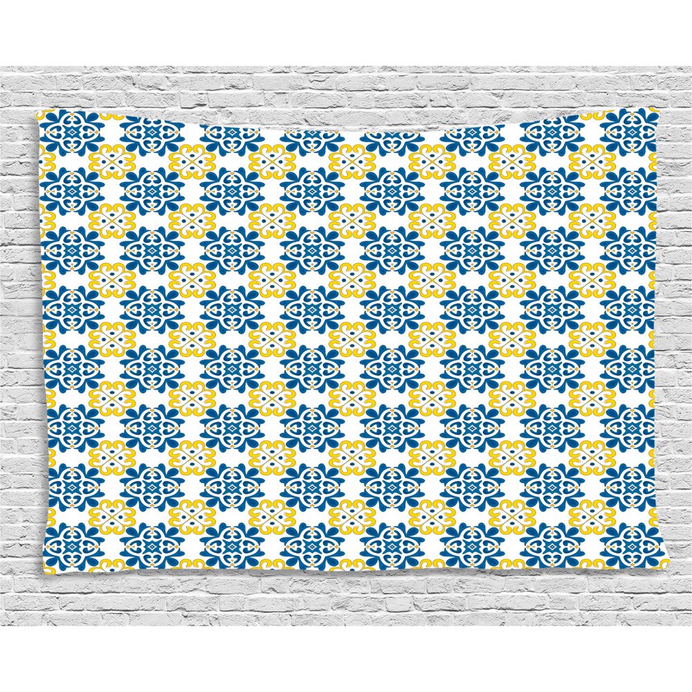 Spanish Tapestry, Traditional Portuguese Tiles Mosaic Azulejo with