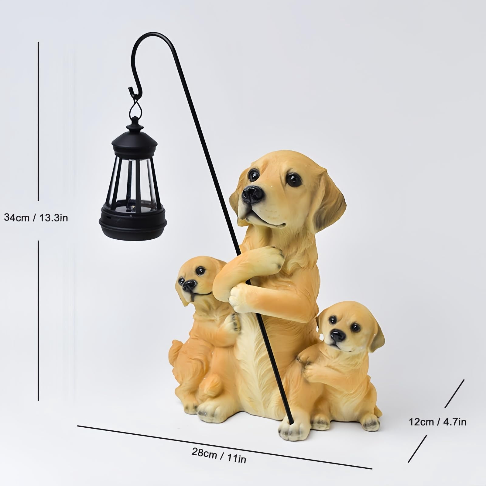 Garden Dog Statues Outdoor Decorations, Solar Lights Outdoor Puppy Statue, Outdoor Animal Statues with Solar Lantern for Patio, Lawn, Yard Art Decoration, Housewarming Garden Gift