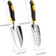 thumbnail image 2 of Paleta de jardín, pala de mano, 2 piezas de aluminio fundido resistente con mango de goma suave, herramientas de jardín, paleta de mano pequeña para mujeres, hombres y niños, jardinería, 2 of 7
