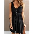 thumbnail image 4 of Women's Black Buttons Sleeveless High Waist Mini Dress, 4 of 17
