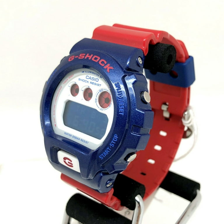 Pre Owned CASIO Casio G SHOCK G Shock watch DW 6900AC 2 third digital quartz blue red round face men s casual white backlight Good Walmart