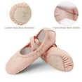 thumbnail image 3 of Stelle Girls Soft Leather Dance Shoes Split Sole Ballet Slippers for Kids Toddler Performance Yoga Shoes Ballerina Shoes Flats,Pink, 3 of 6