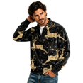 thumbnail image 4 of Christmas Corduroy Sweatshirt for Men , Long Sleeve Quarter Zip Collar Drop Shoulder Fall Winter Loose Fit Soft Comfy Casual Pullover Top Navy XL, 4 of 5