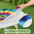 thumbnail image 5 of Colorful Tie Dye Mandala Pattern Round Fitted Tablecloth with Elastic Edge,Dining Table Cover Waterproof,Outdoor Round Tablecloth for Camping,Dining,Indoor and Outdoor, 5 of 7